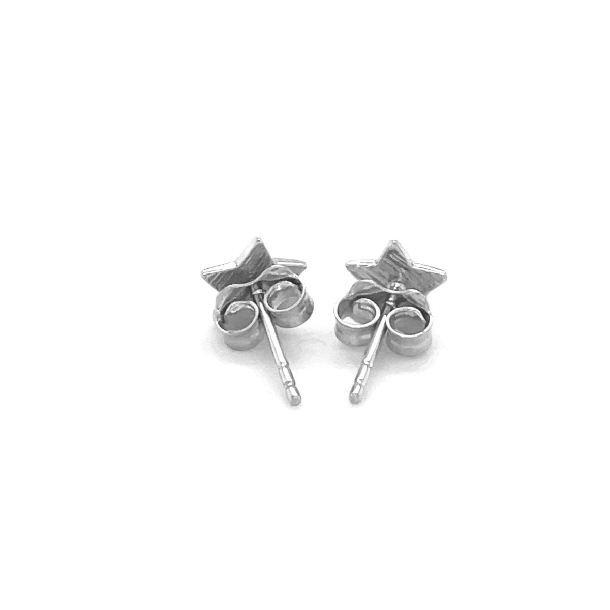 14k White Gold Post Earrings with Stars(6.5mm) - Astrology House