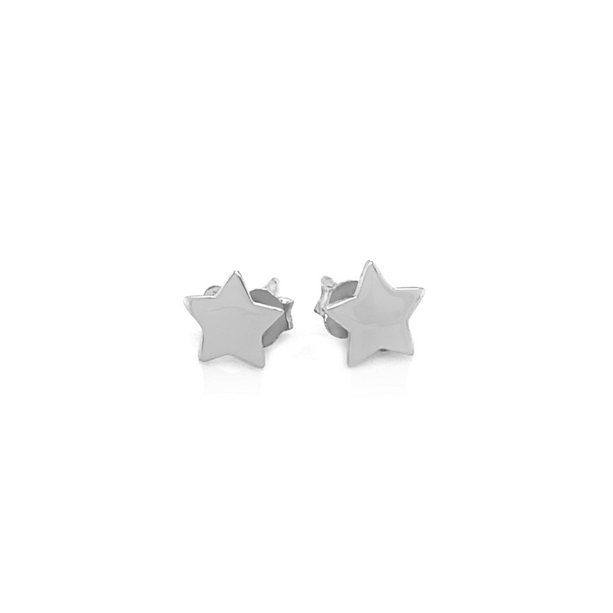 14k White Gold Post Earrings with Stars(6.5mm) - Astrology House