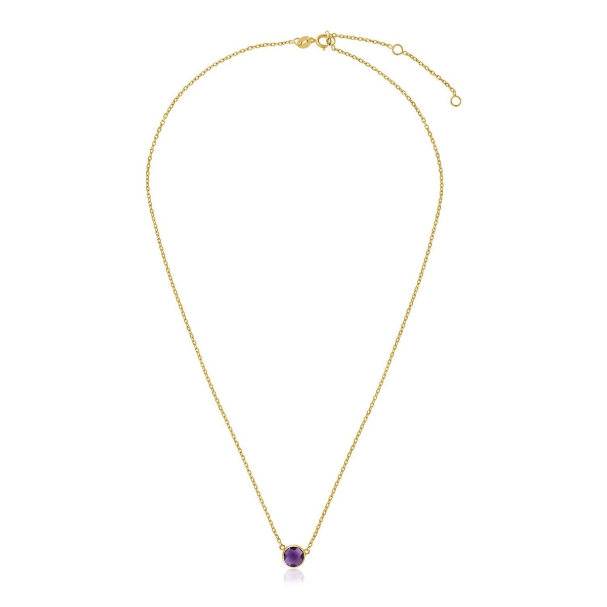 14k Yellow Gold 17 inch Necklace with Round Amethyst - Astrology House