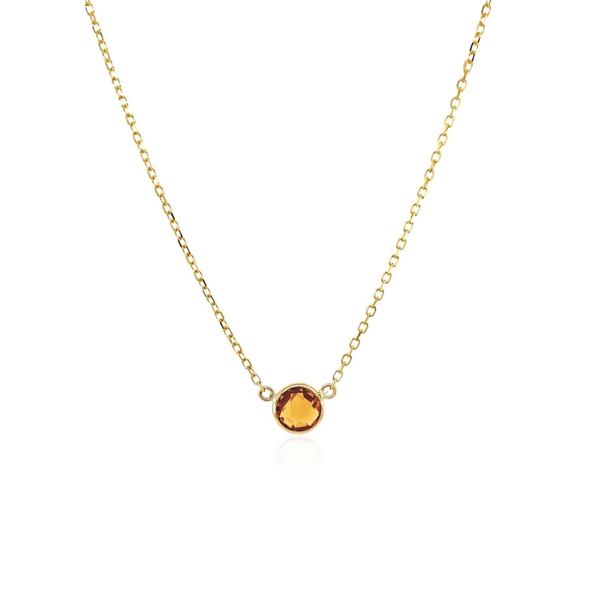 14k Yellow Gold 17 inch Necklace with Round Citrine - Astrology House