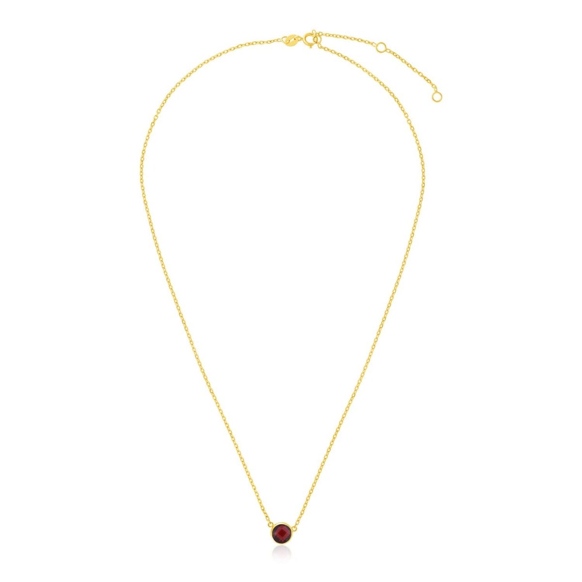 14k Yellow Gold 17 inch Necklace with Round Garnet - Astrology House