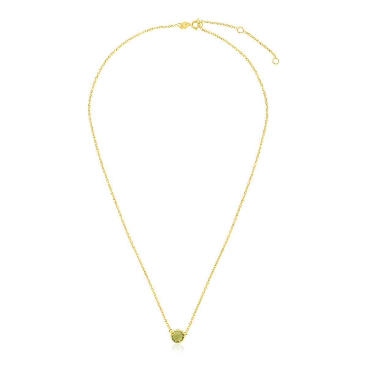 14k Yellow Gold 17 inch Necklace with Round Peridot - Astrology House