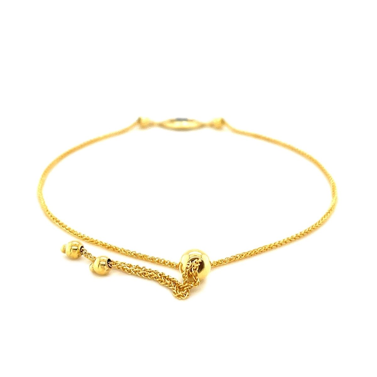 14k Yellow Gold Adjustable Evil Eye Bracelet (1.00 mm) - Astrology House