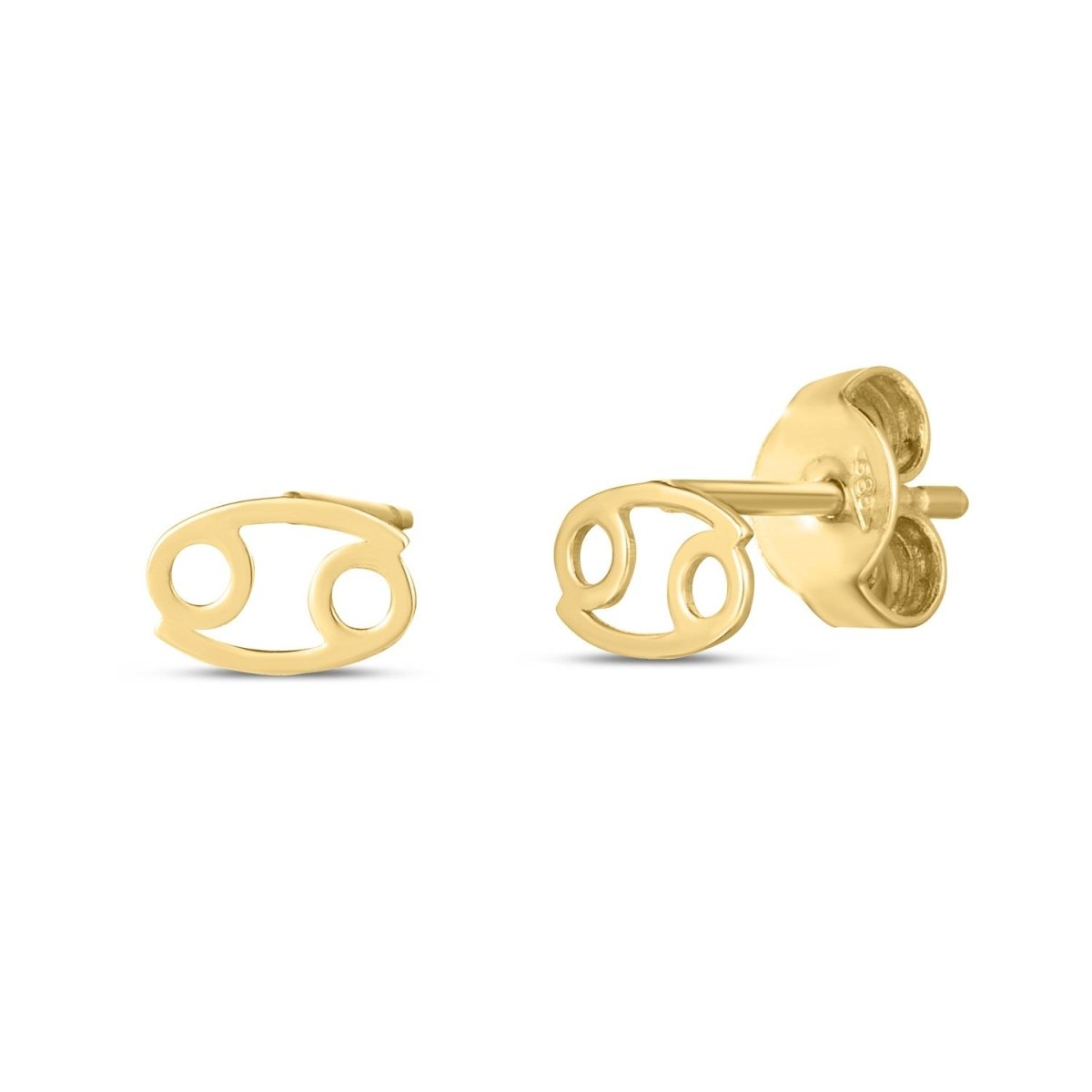 14k Yellow Gold Cancer Stud Earrings - Astrology House