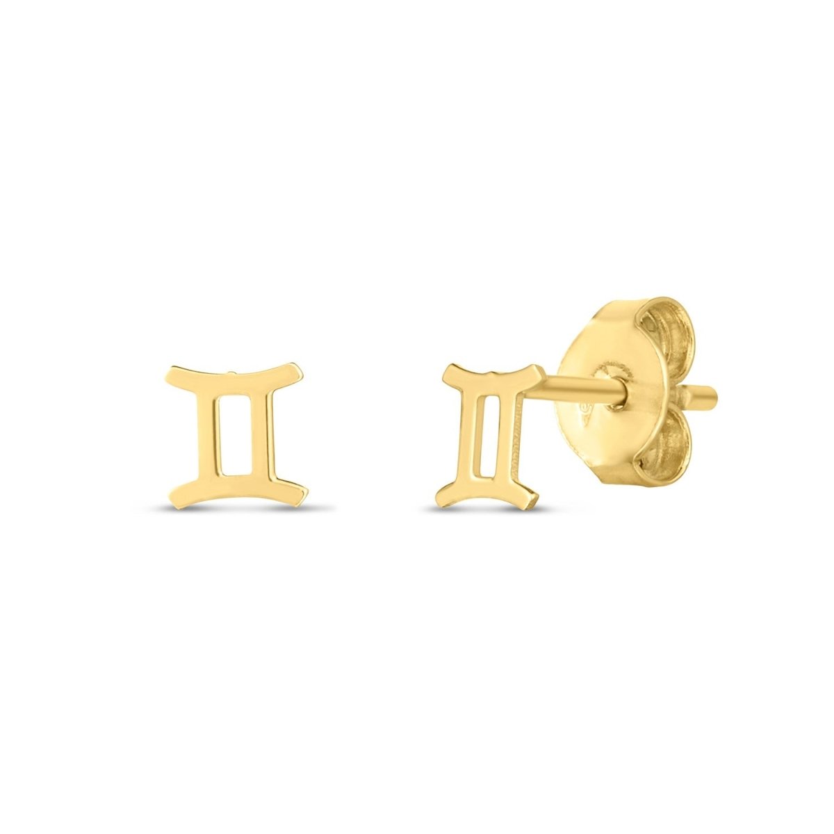 14K Yellow Gold Gemini Stud Earrings - Astrology House