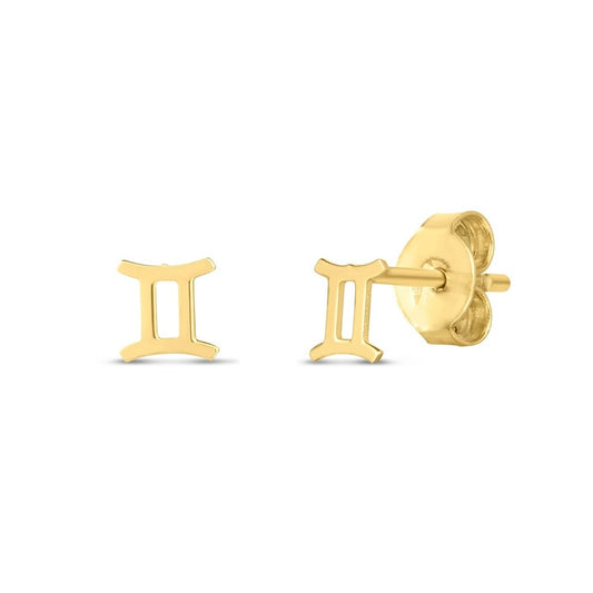 14K Yellow Gold Gemini Stud Earrings - Astrology House