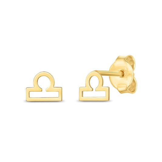 14k Yellow Gold Libra Stud Earrings - Astrology House