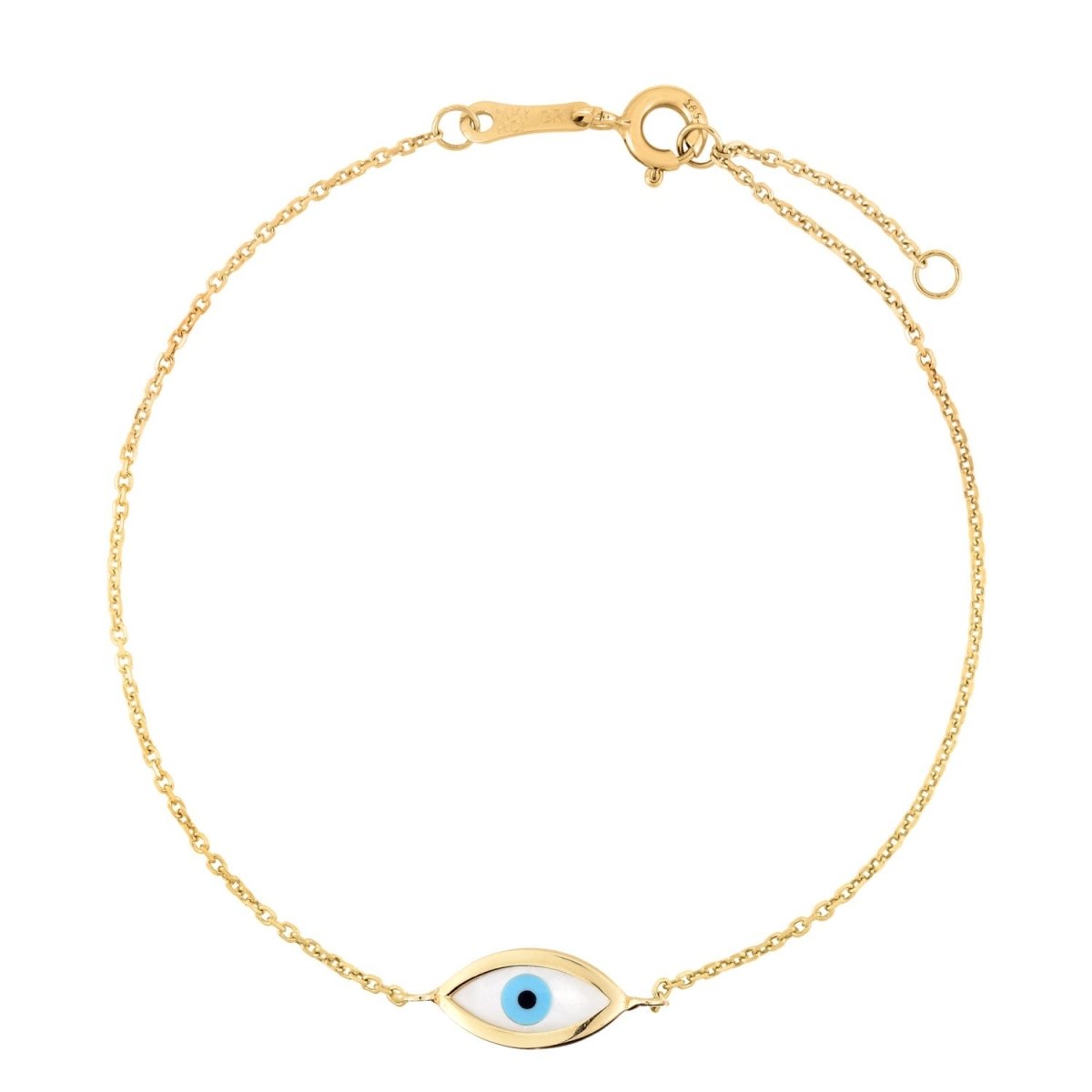 14k Yellow Gold MOP Evil Eye Bracelet (1.00 mm) - Astrology House