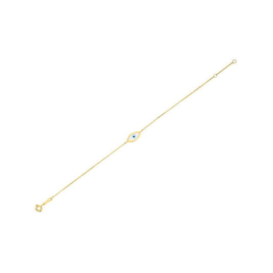 14k Yellow Gold MOP Evil Eye Bracelet (1.00 mm) - Astrology House