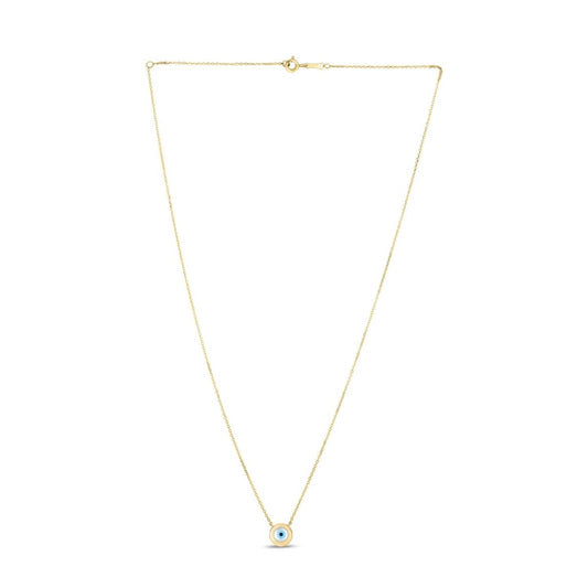 14k Yellow Gold MOP Evil Eye Necklace - Astrology House