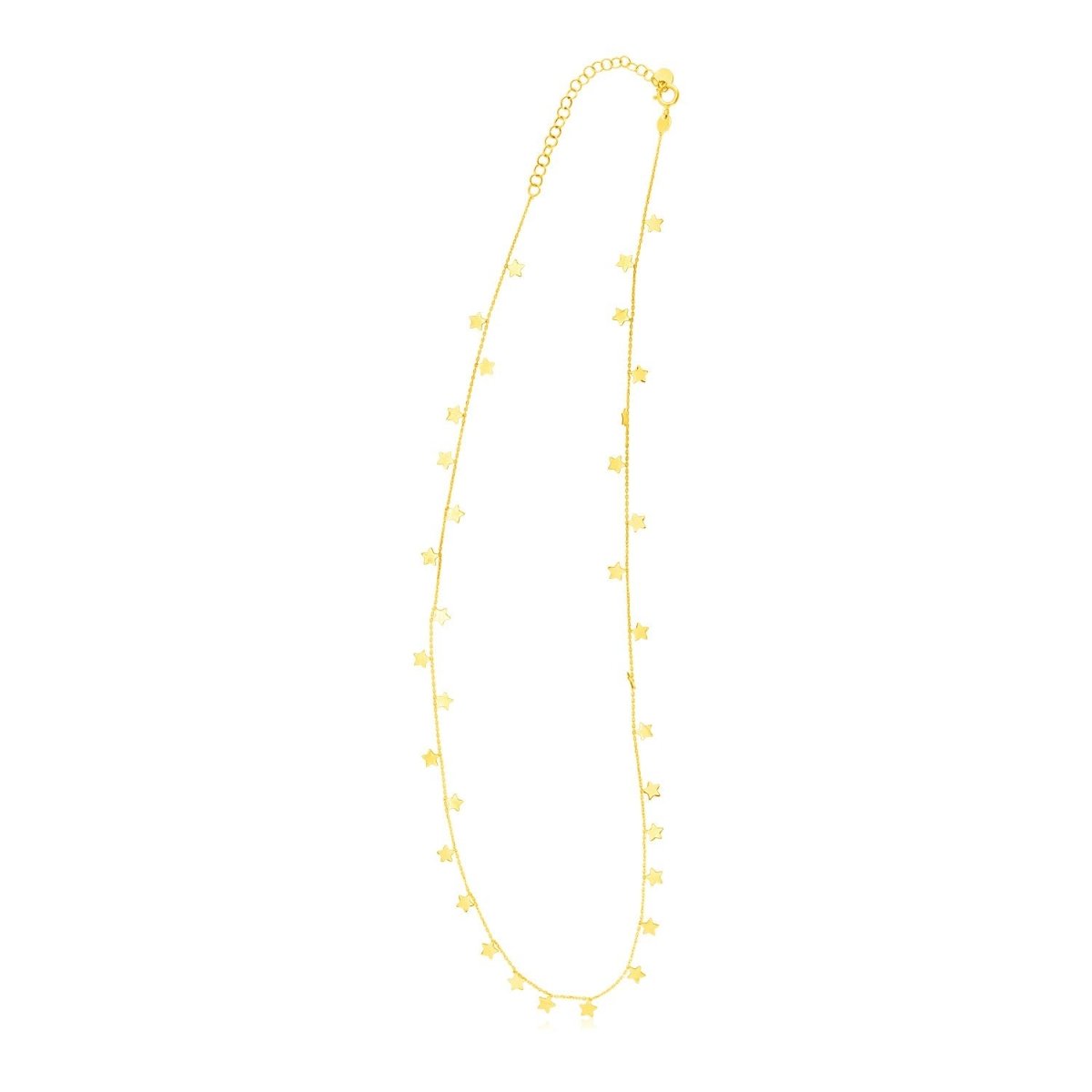 14K Yellow Gold Necklace with Dangling Stars - Astrology House