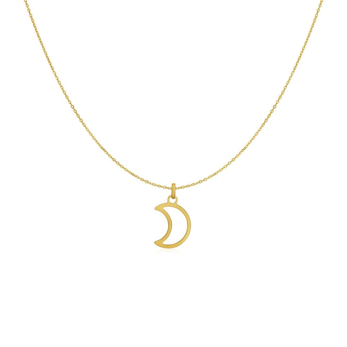 14k Yellow Gold Necklace with Moon - Astrology House