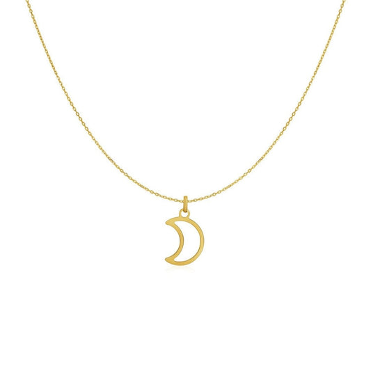 14k Yellow Gold Necklace with Moon - Astrology House