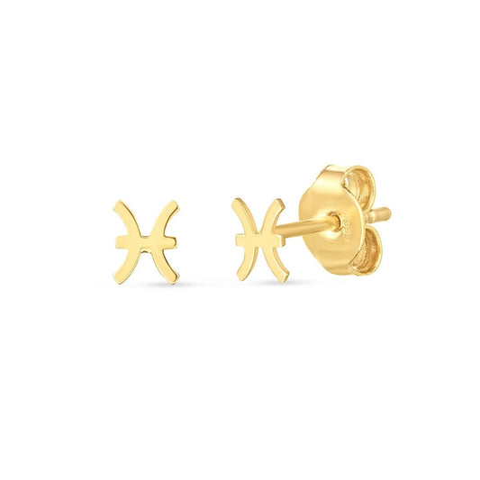 14K Yellow Gold Pisces Stud Earrings - Astrology House