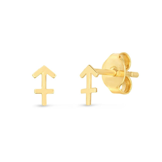 14k Yellow Gold Sagittarius Stud Earrings - Astrology House