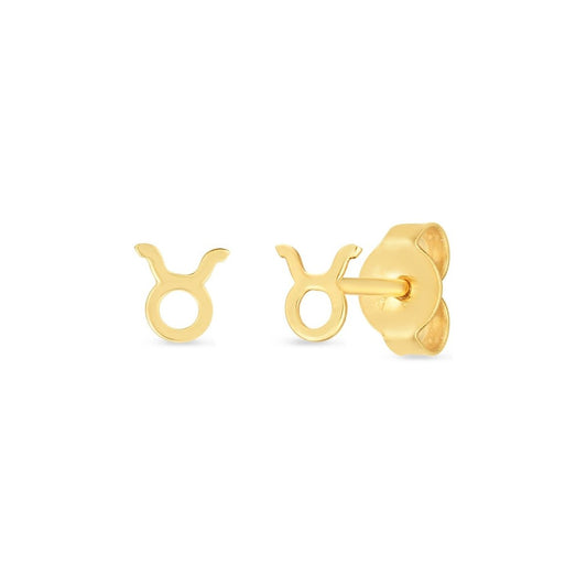 14K Yellow Gold Taurus Stud Earrings - Astrology House