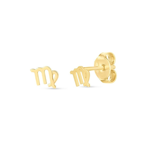 14k Yellow Gold Virgo Stud Earrings - Astrology House