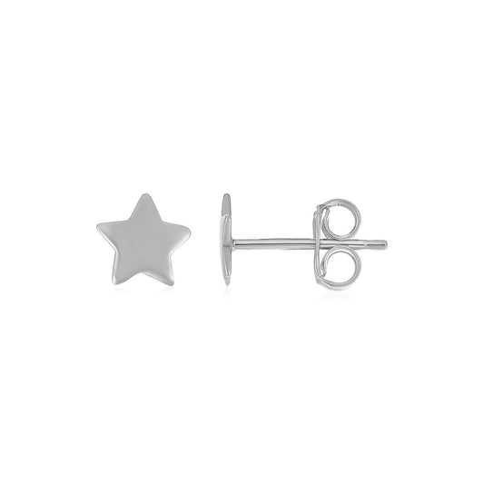 14k White Gold Post Earrings with Stars(6.5mm)