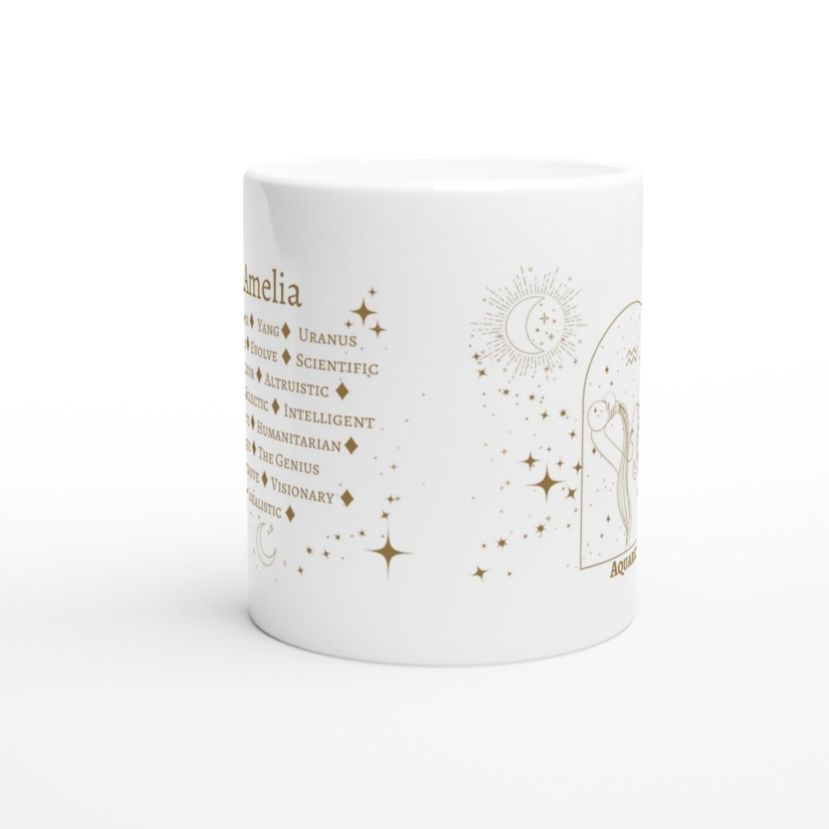 Aquarius Zodiac Personalized Mug - White 11oz Ceramic Mug - Astrology House