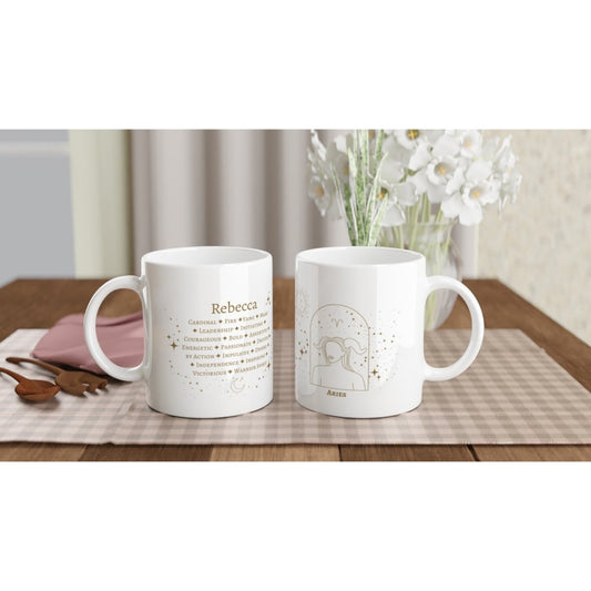 Aries Zodiac Personalized Mug - White 11oz Ceramic Mug - Astrology House