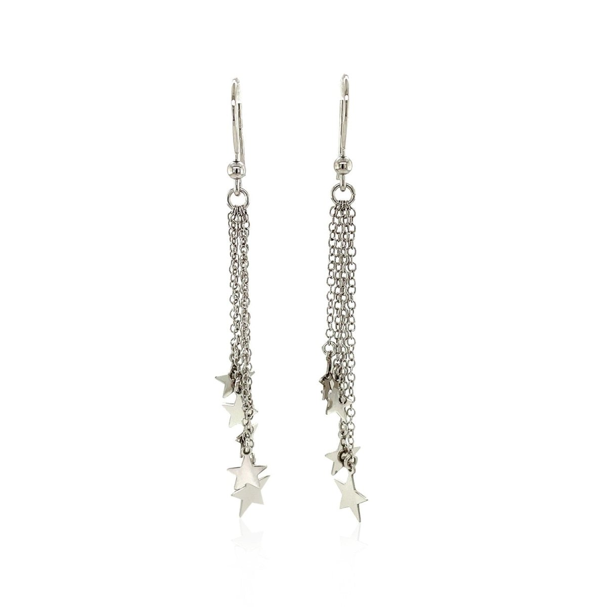 Sterling Silver Tassel Earrings with Polished Stars - Astrology House